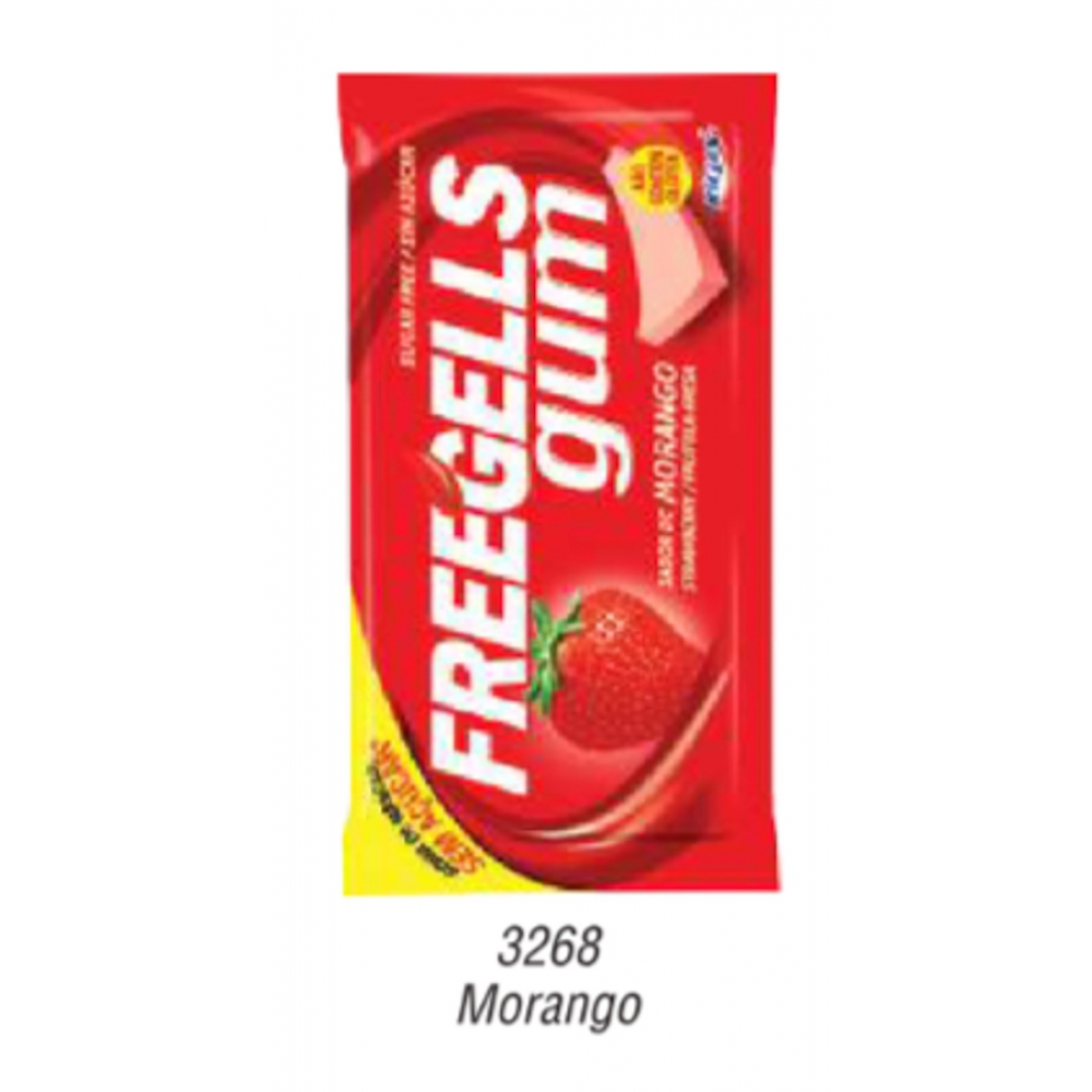 01956 - CHICLE FREEGELLS GUM MORANGO 15UN - 01956