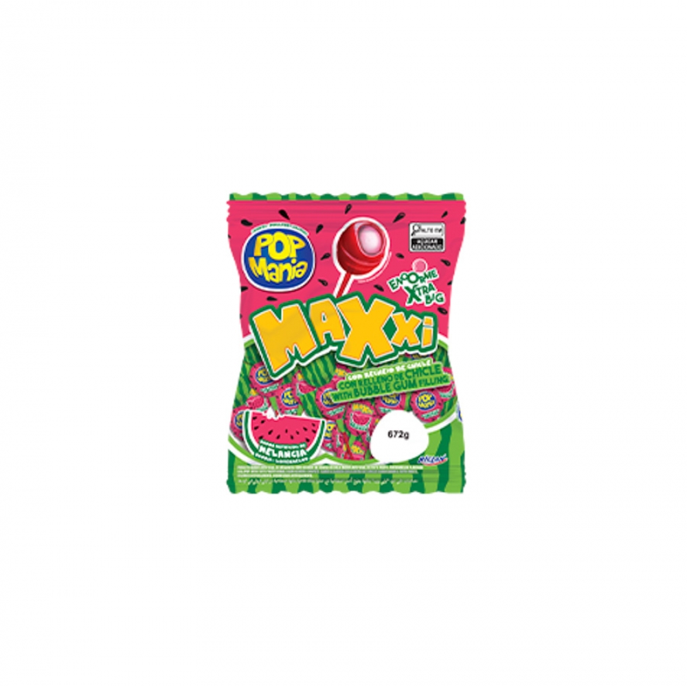 01904 - PIRULITO POP MANIA MAXXI MELANCIA 24X28G - 01904