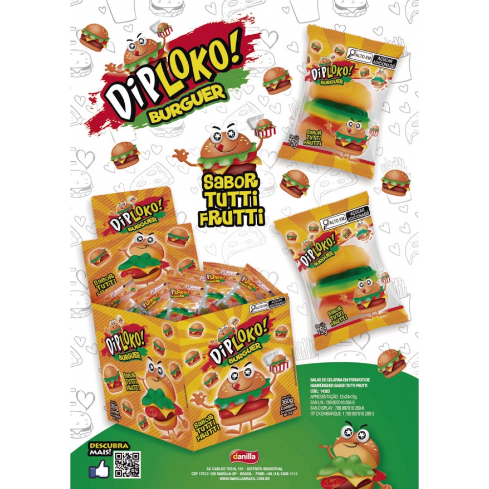 01775 - DIPLOKO BURGUER GUMMY 24X15G - 01775