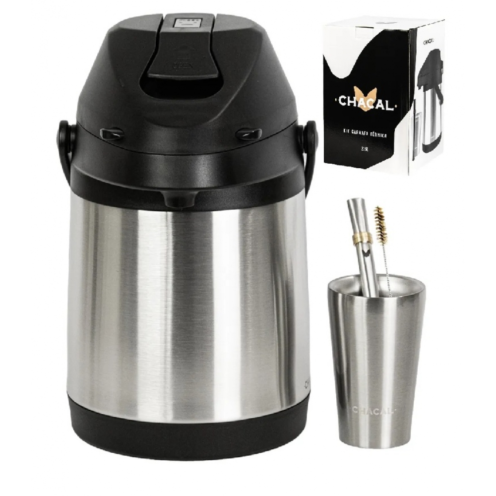 02028 - KIT GARRAFA TERMICA 2.5L INOX CHACAL - 02028