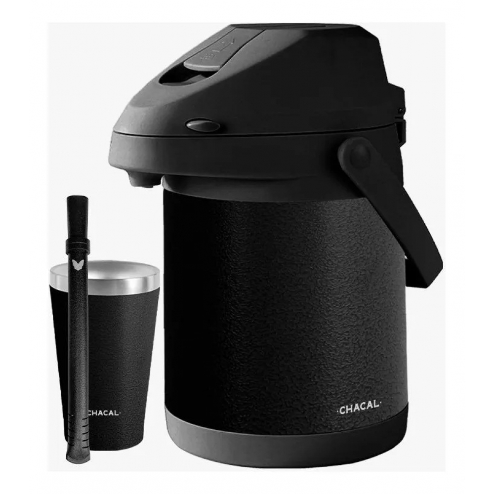 02253 - KIT GARRAFA TERMICA CHACAL 2.5L INOX PRETO OLEO - 02253
