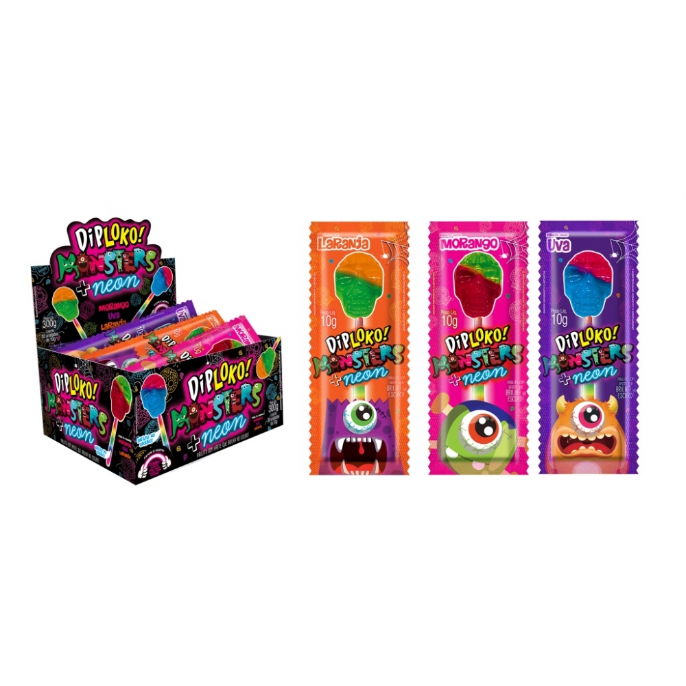 01673 - DIPLOKO NEON MONSTER CAVEIRA 30X10G - 01673