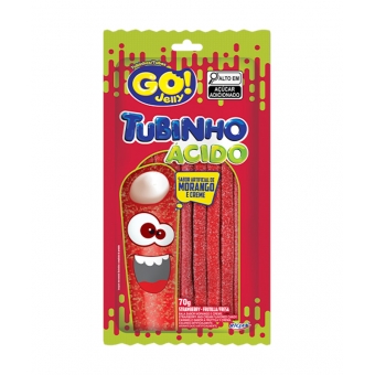 01962 - BALA TUBINHO GO JELLY MORANGO ACIDO 70G
