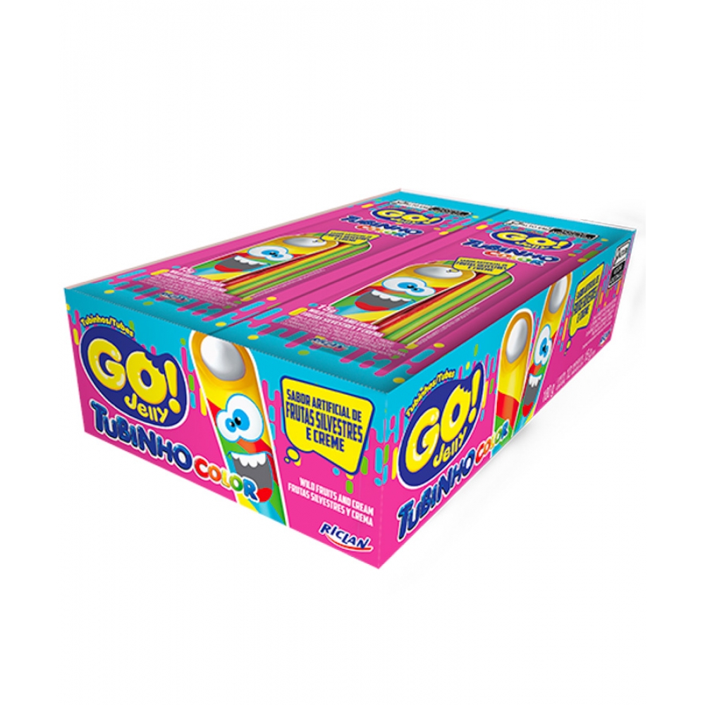 01968 - BALA TUBINHO GO JELLY MINI MORANGO ACIDO 15G - 01968
