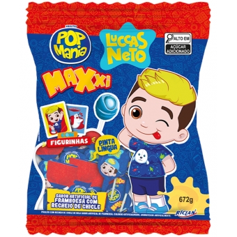 01909 - PIRULITO POP MANIA MAXI LUCCAS NETO FRAMBO 28G