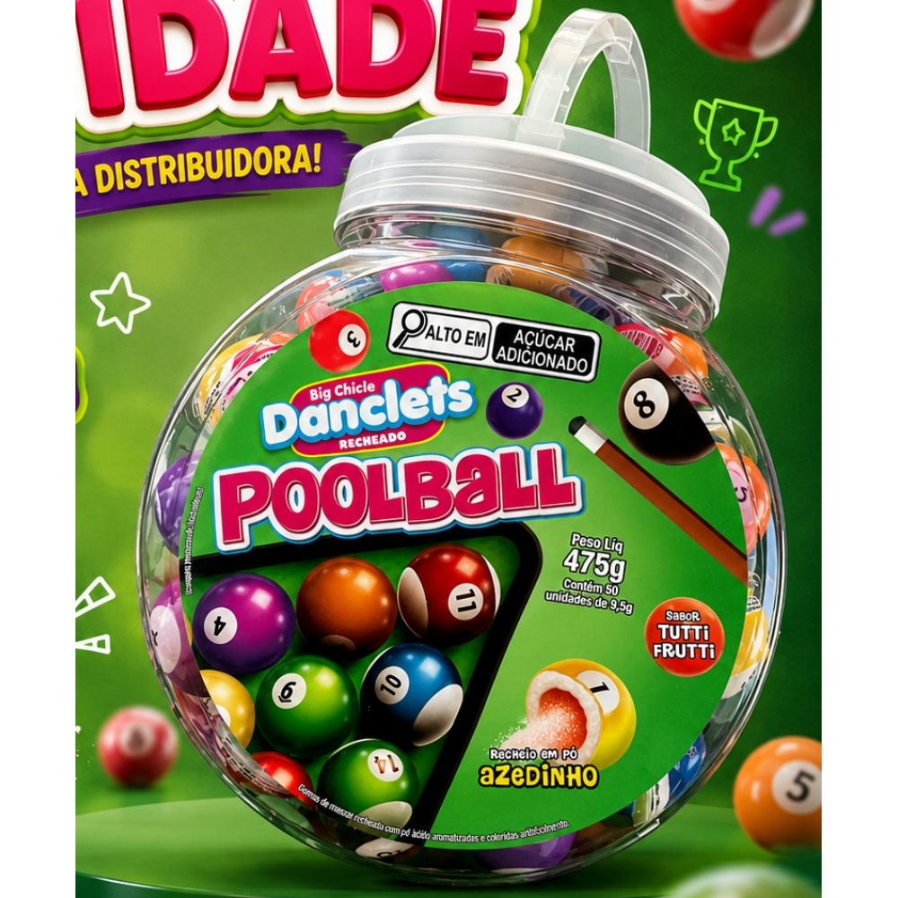 02170 - DANCLETS POTE POOL BALL RECHEIO AZEDINHO 50X9,5G - 02170