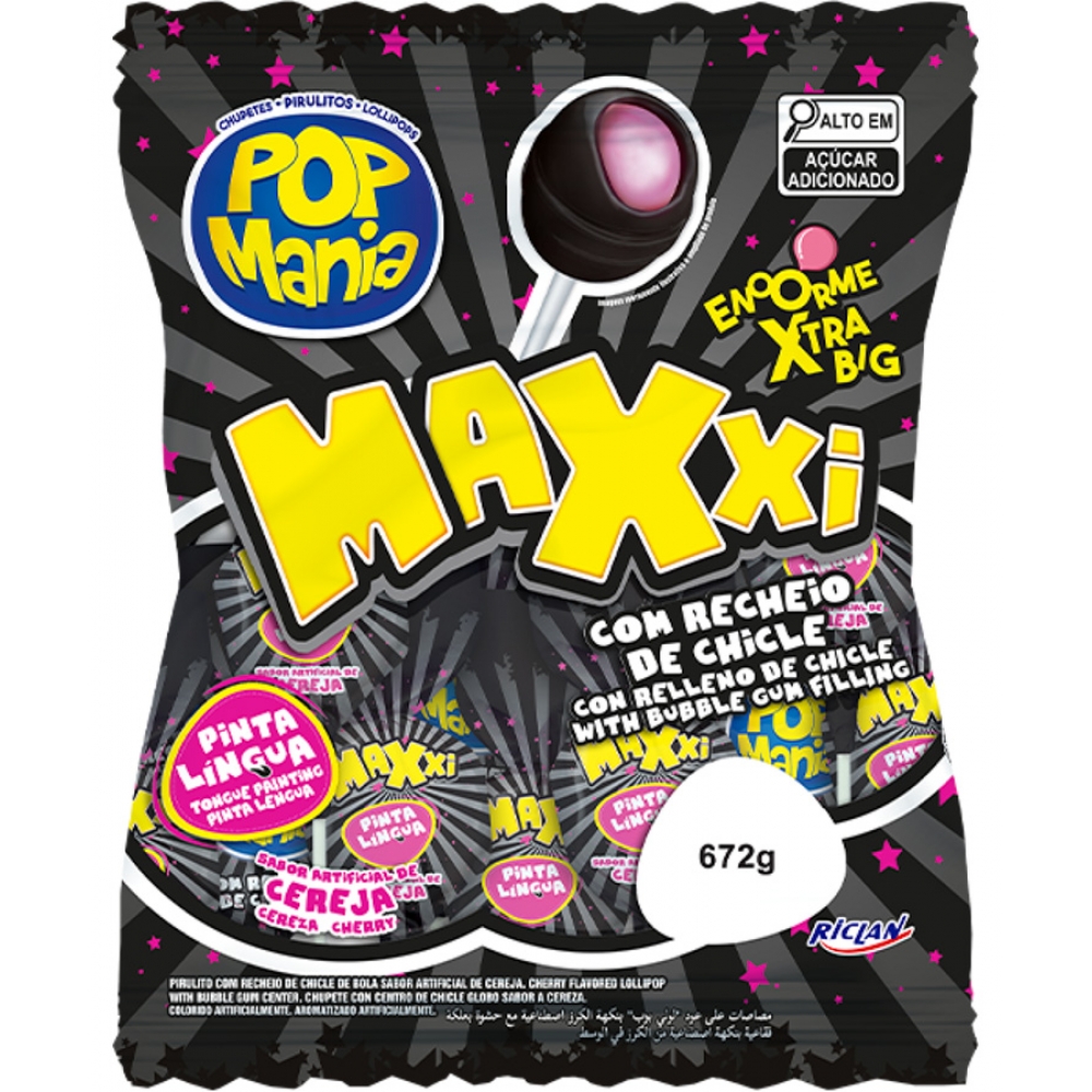 01997 - PIRULITO POP MANIA MAXXI CEREJA 24X28G - 01997