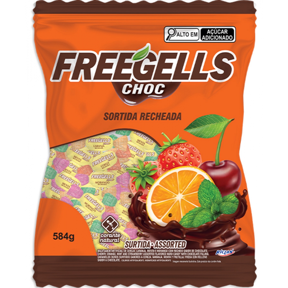 01946 - BALA FREEGELLS SORTIDA RECHEIO CHOCOLATE 475G - 01946