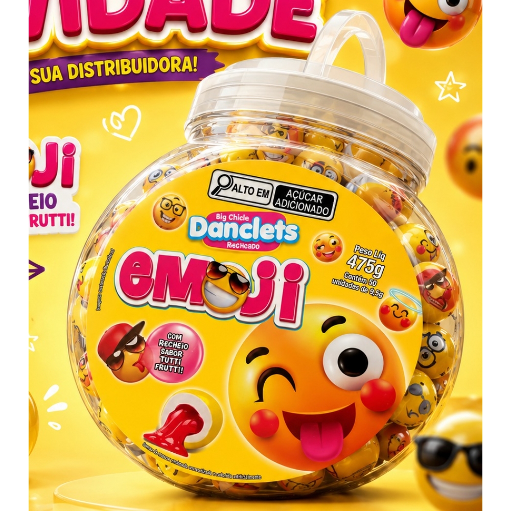02168 - DANCLETS POTE EMOJI COM RECHEIO 50X9,5G - 02168