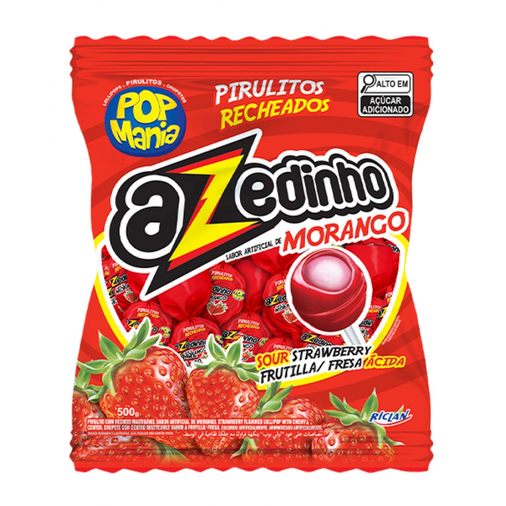01937 - PIRULITO POP MANIA AZEDINHO MORANGO 500G - 01937