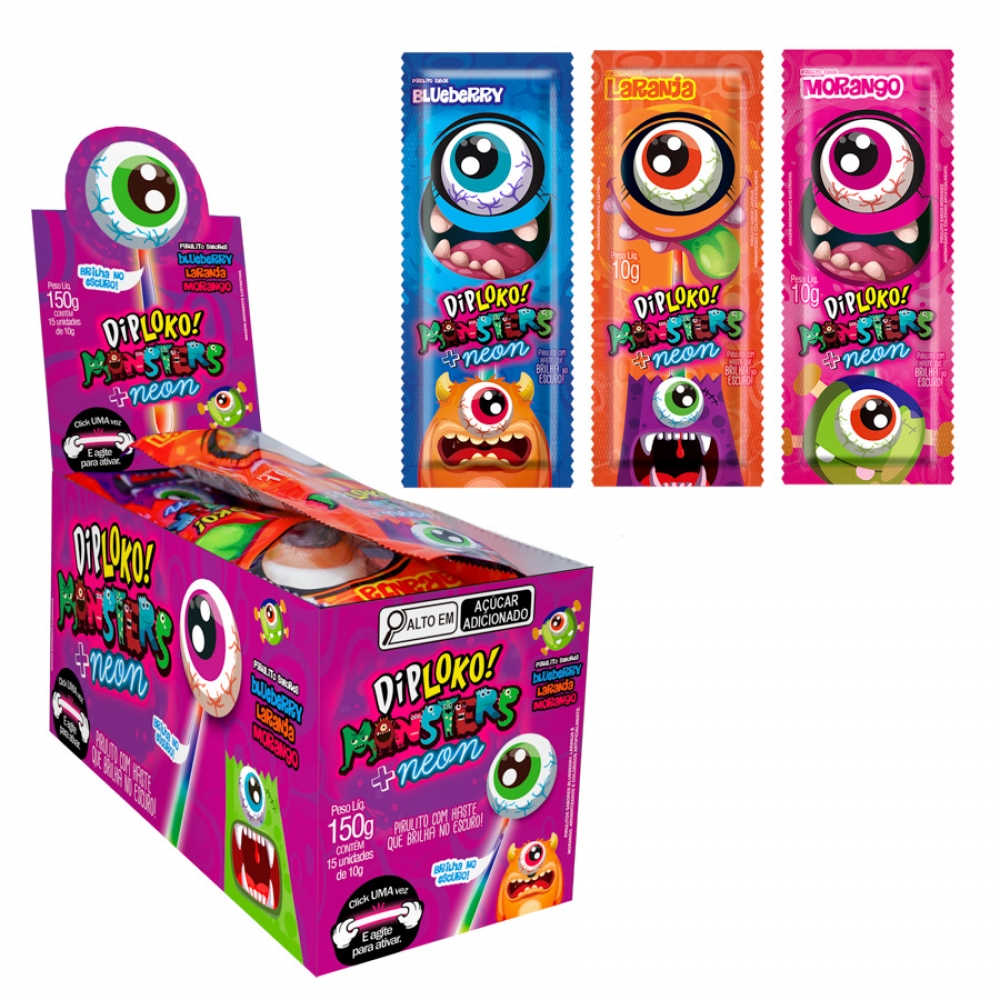 01885 - DIPLOKO NEON MONSTERS OLHO 15X10 - 01885