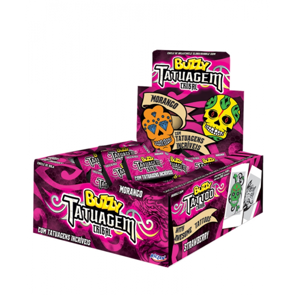 01940 - CHICLE BUZZY TATTOO TRIBAL TUTTI FRUTTI 90UN - 01940
