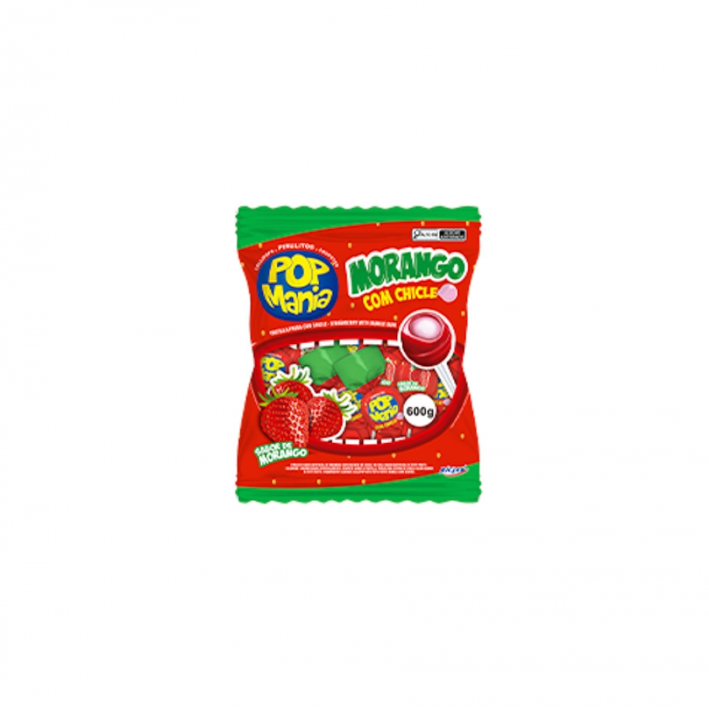 01906 - PIRULITO POP MANIA MORANGO 9GX500G - 01906