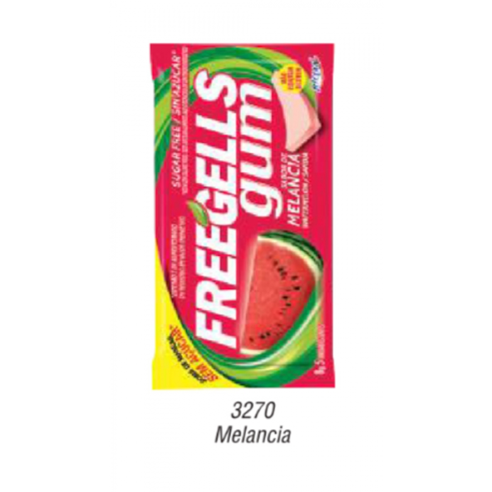 01923 - CHICLE FREEGELLS GUM MELANCIA 15UN - 01923