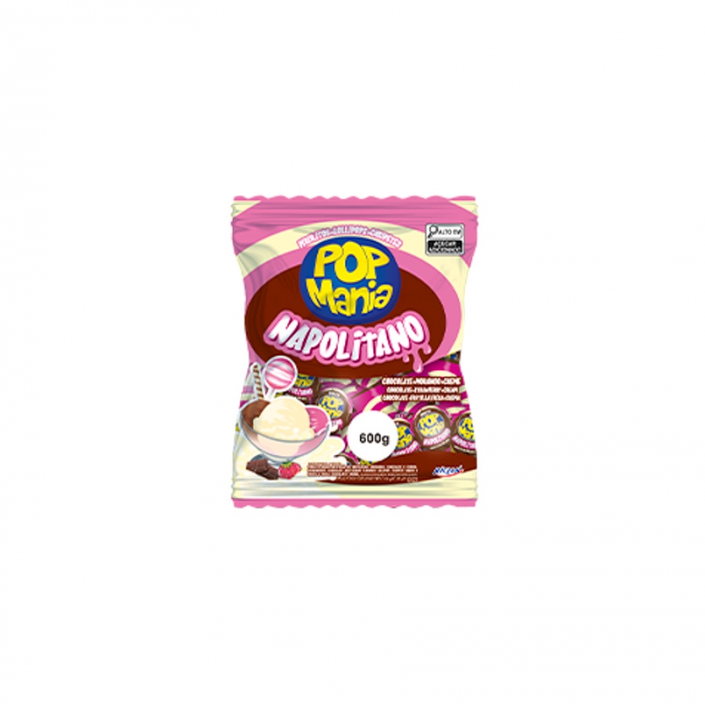 01908 - PIRULITO POP MANIA NAPOLITANO 500G - 01908
