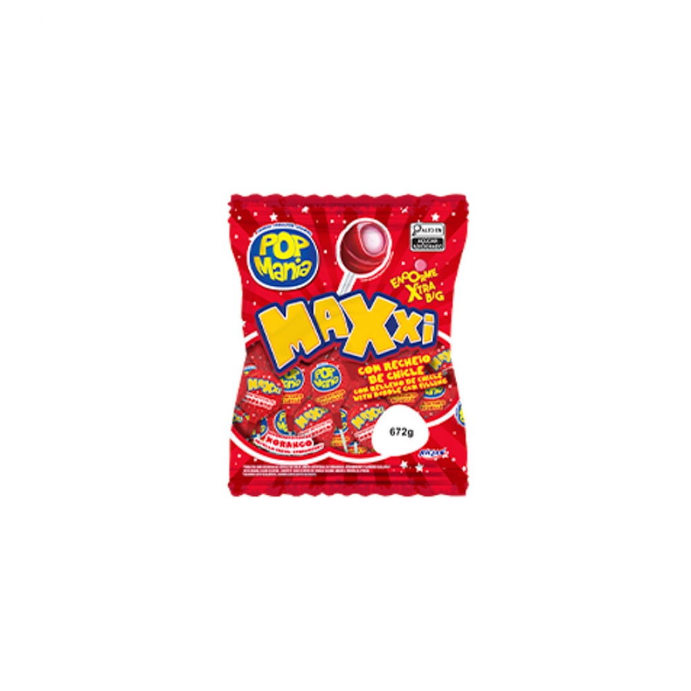 01903 - PIRULITO POP MANIA MAXXI MORANGO 24X28G - 01903