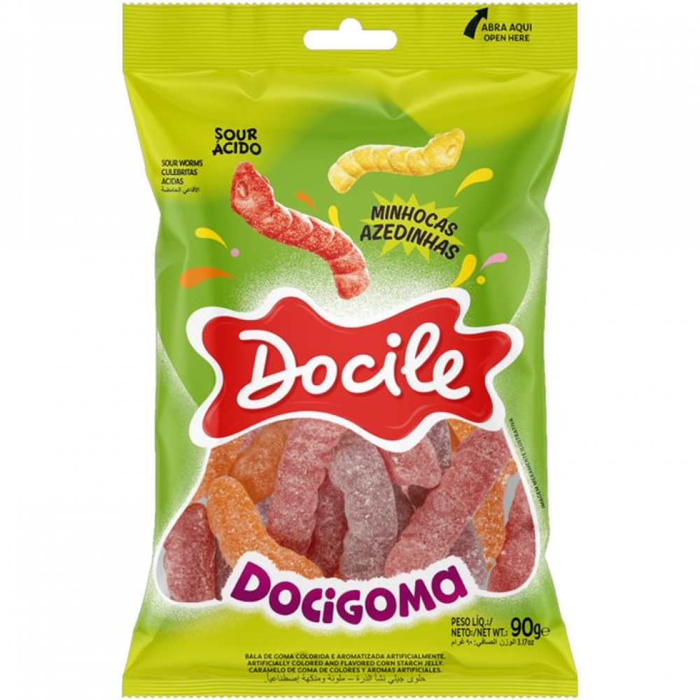 02326 - BALA DE GOMA MINHOCAS AZEDINHAS  90G - 02326